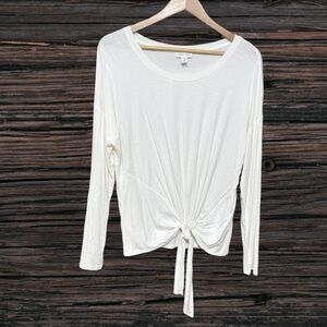 Tribal Cream Long Sleeve Tie Front Blouse